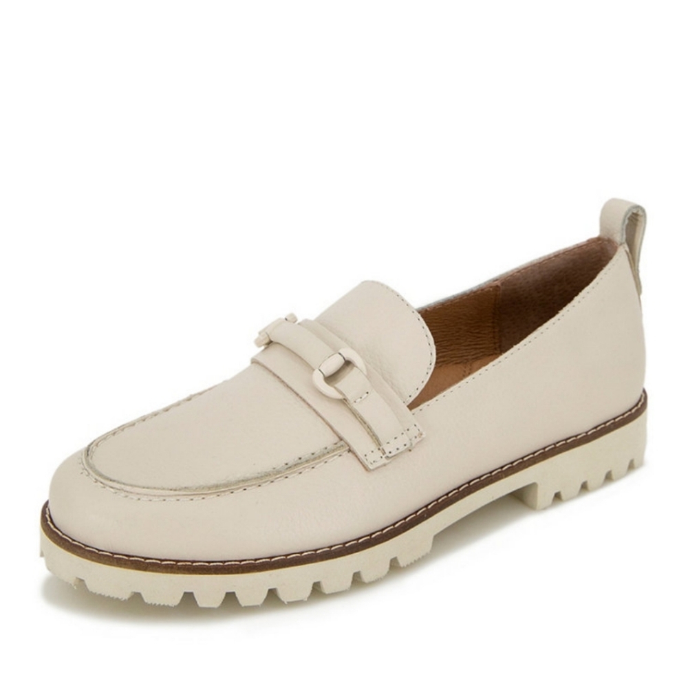 Gentle Souls Women's Eugene Lug Bit Flats size 9.5 Leather Loafers Cream Beige